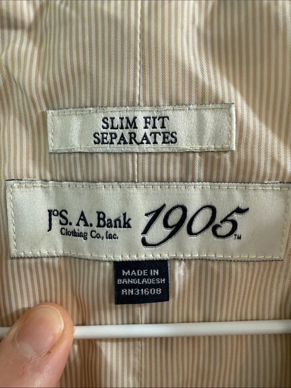 Men’s Linen Suit Vest Slim Fit Jos. A. Bank 1905 Tan Beige Formal Wedding Size S